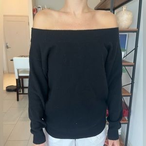 Neiman Marcus Off the Shoulder Cashmere Sweater